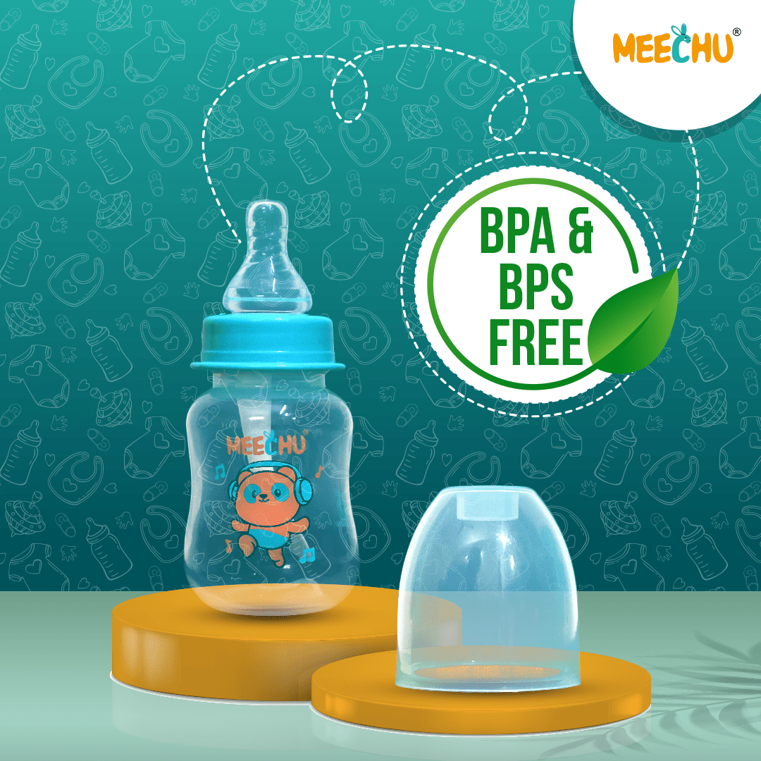 Meechu Baby Premium Feeding Bottle With Anti - Colic Spiral Nipple 125ml (Pack of 1) | BPA & BPS Free - Meechu