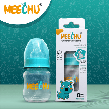 Meechu Baby Feeding Bottle With Anti - Colic Nipple 60ml (Pack of 1) | BPA & BPS Free - Meechu