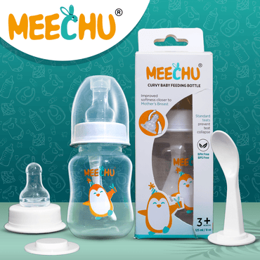 Meechu Baby Feeding Bottle With Anti - Colic Nipple 125ml (Pack of 1) | BPA & BPS Free - Meechu