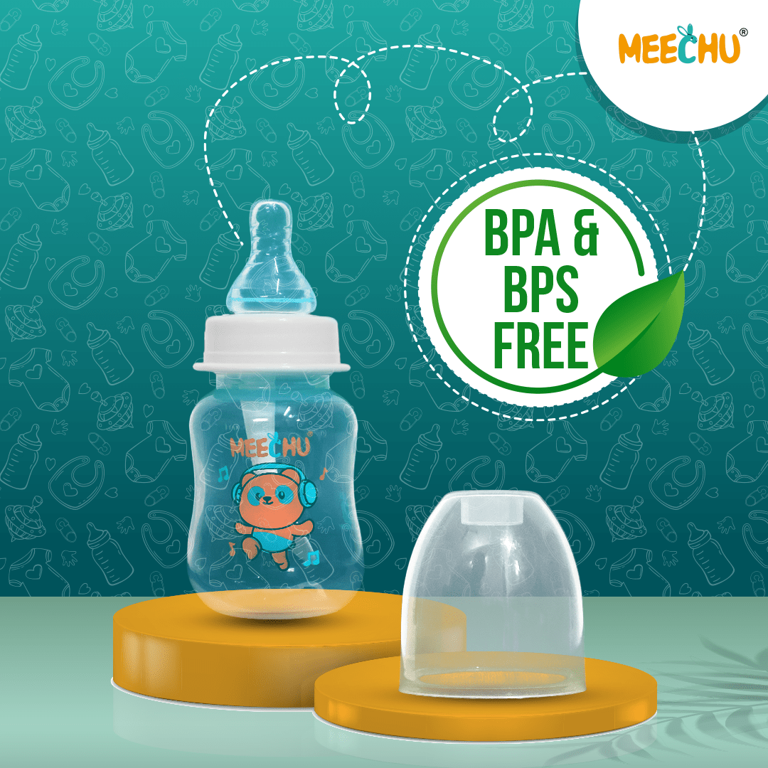 Meechu Baby Premium Feeding Bottle With Anti - Colic Spiral Nipple 125ml (Pack of 1) | BPA & BPS Free - Meechu