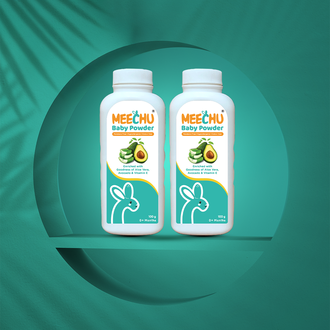 Meechu Baby Powder 100g (Pack of 2) With the Goodness of Aloe Vera & Avocado