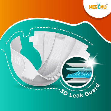 Meechu Large Baby Diapers(9 - 14kg), Anti - rash| 3D Leak Guard | Magic Grip - Meechu