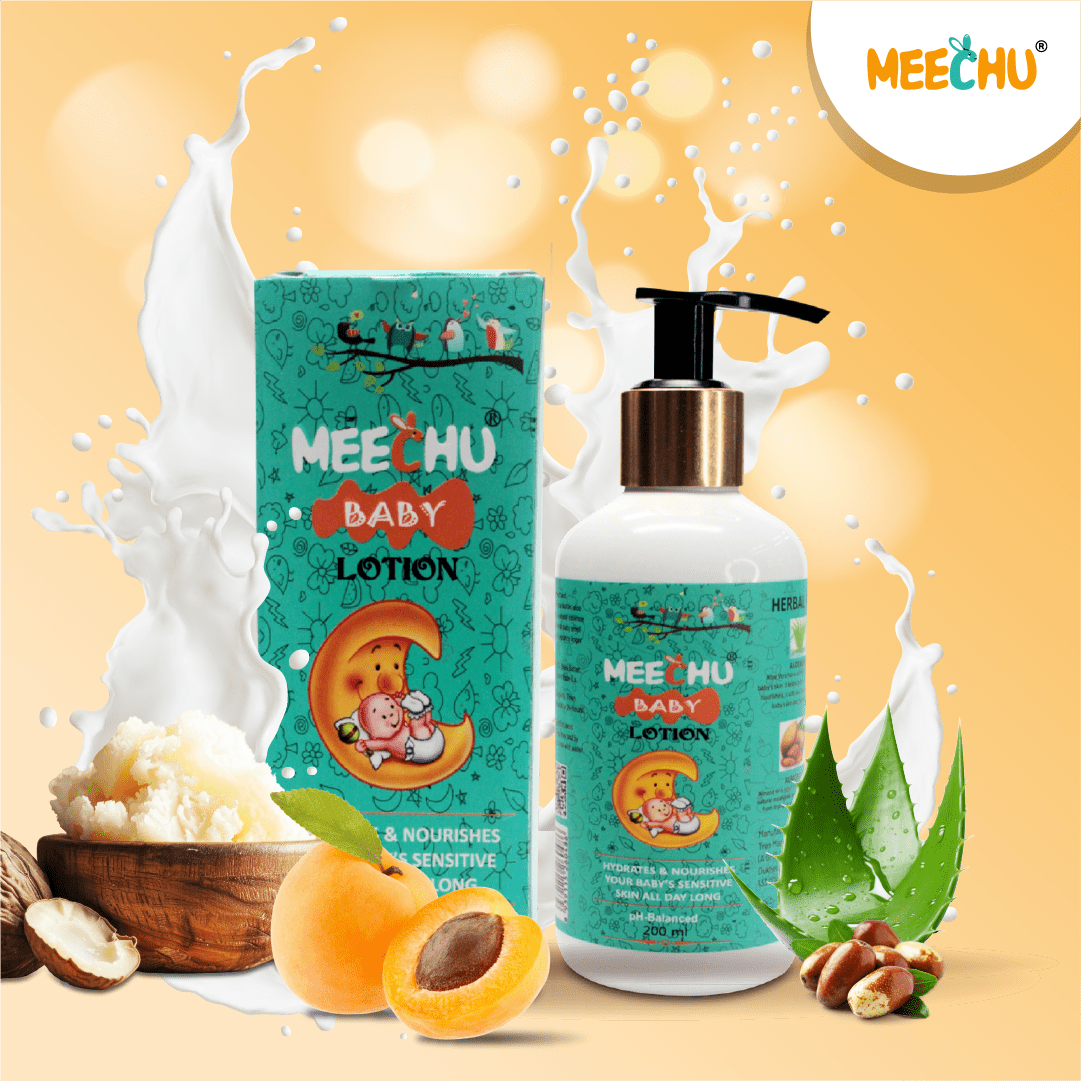 Meechu Premium Baby Moisturizing Lotion 200ml | Enriched with Shea Butter, Cocoa Butter, Coconut Oil & Aloe Vera - Meechu