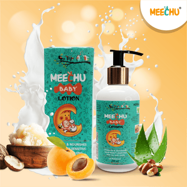 Meechu Premium Baby Moisturizing Lotion 200ml | Enriched with Shea Butter, Cocoa Butter, Coconut Oil & Aloe Vera - Meechu
