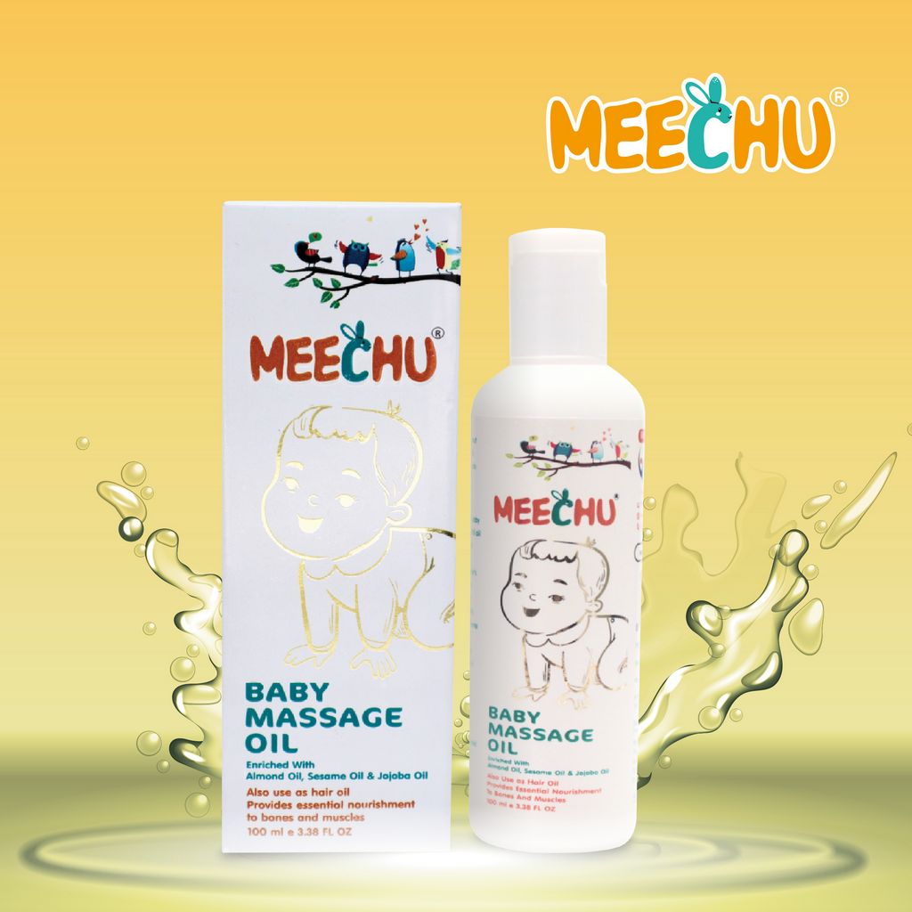Meechu Baby Hair & Massage Oil - 100ml| Enriched With Almond, Sesame Oil, Jojoba Oil & Vitamin E, - Meechu