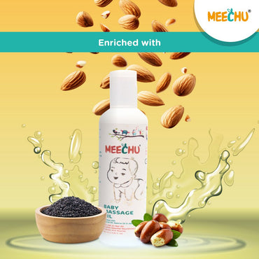 Meechu Baby Hair & Massage Oil - 100ml| Enriched With Almond, Sesame Oil, Jojoba Oil & Vitamin E, - Meechu