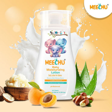Meechu Baby Moisturizing Daily Lotion - 200ml | Enriched with Shea Butter, Cocoa Butter, Coconut Oil & Aloe Vera - Meechu