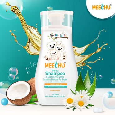 Meechu Baby Shampoo 200ml |Tear - free| Sulphate Free| pH Balanced| Hypo - allergenic - Meechu