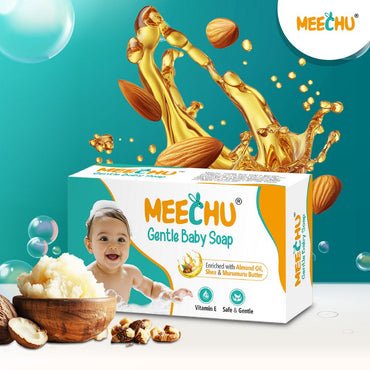 Meechu Gentle Baby Soap| pH Balanced |Parabens Free | Pthalates Free | Vitamin E| 75g - Meechu