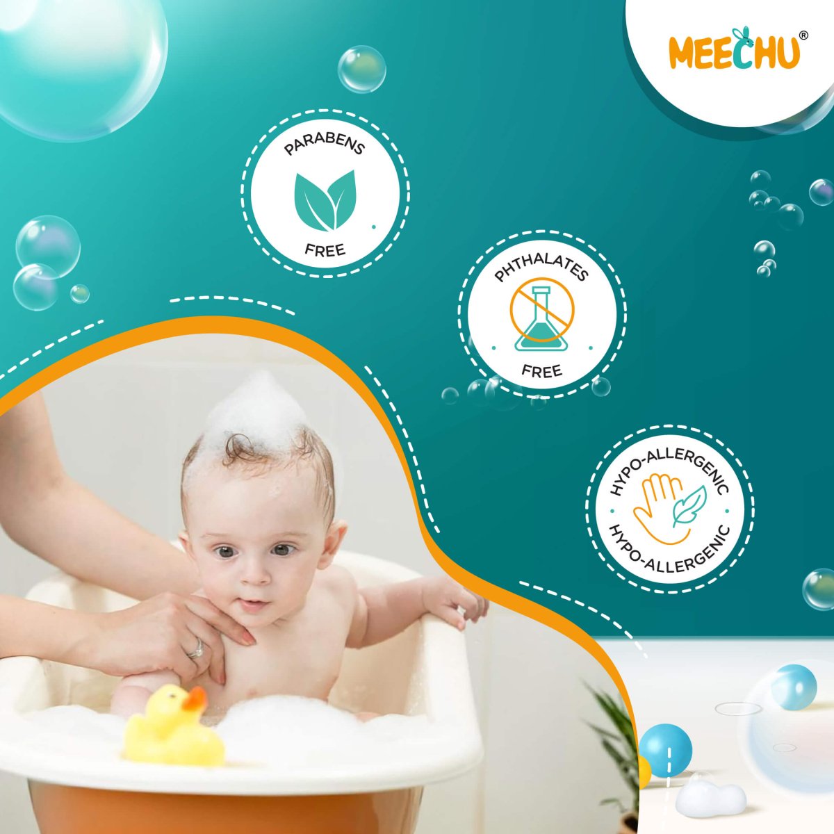 Meechu Nourishing & Moisturising Baby Bathing Bar | pH 5.5, 100% Soap Free | Tear - free, 75g - Meechu