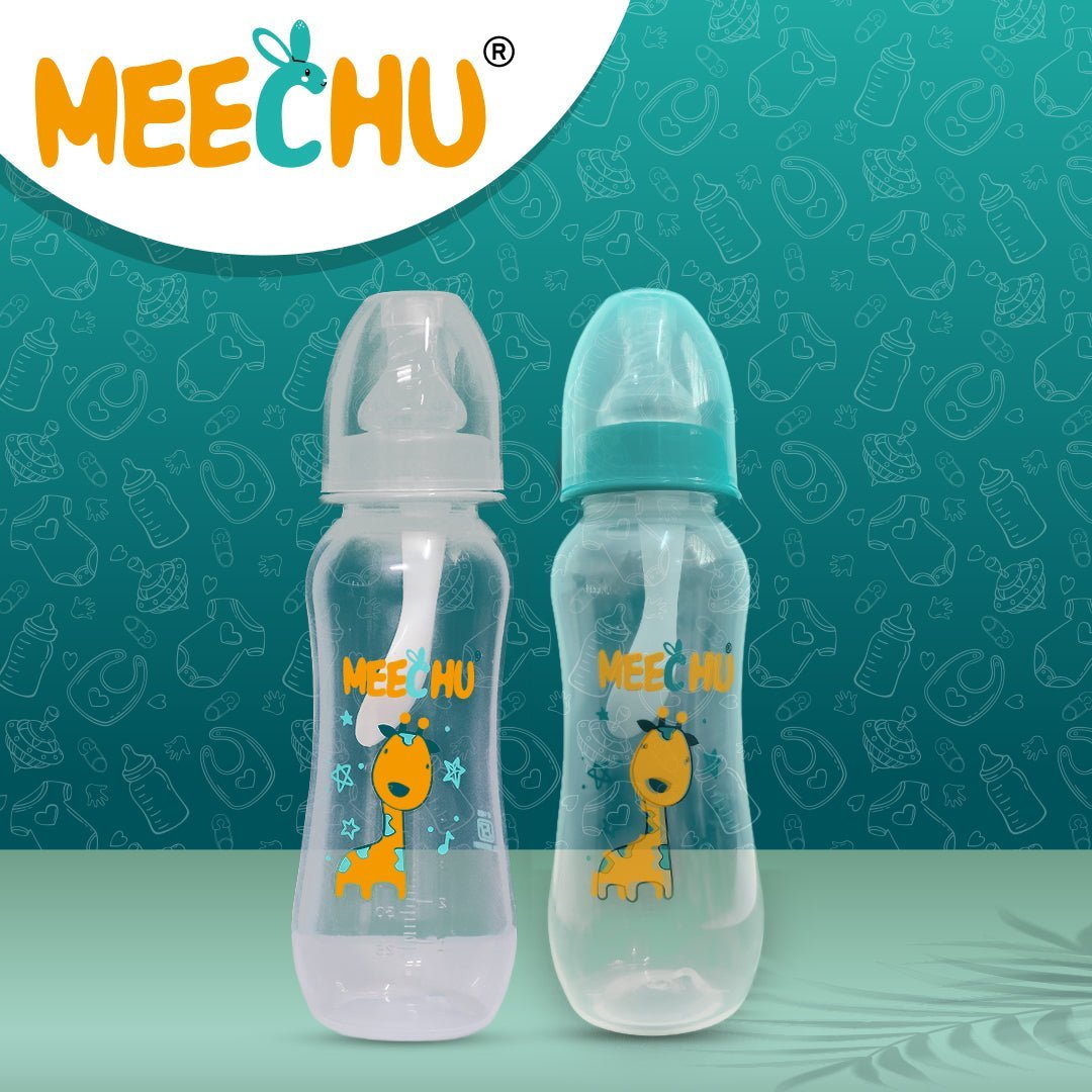 Meechu Baby Feeding Bottle With Anti - Colic Nipple 250ml (Pack of 2) | BPA & BPS Free - Meechu