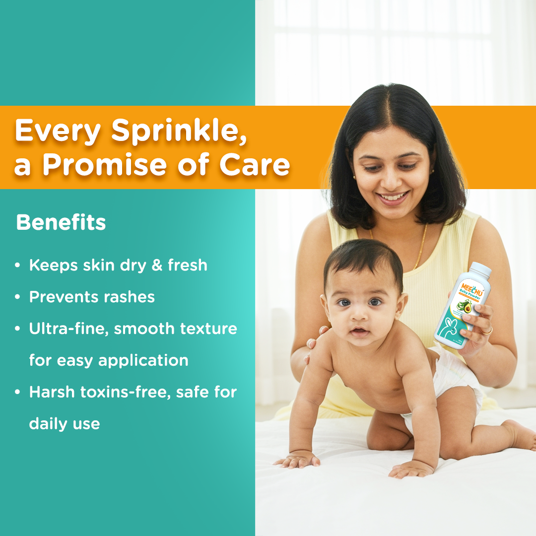 Meechu Baby Powder 100g (Pack of 2) With the Goodness of Aloe Vera & Avocado