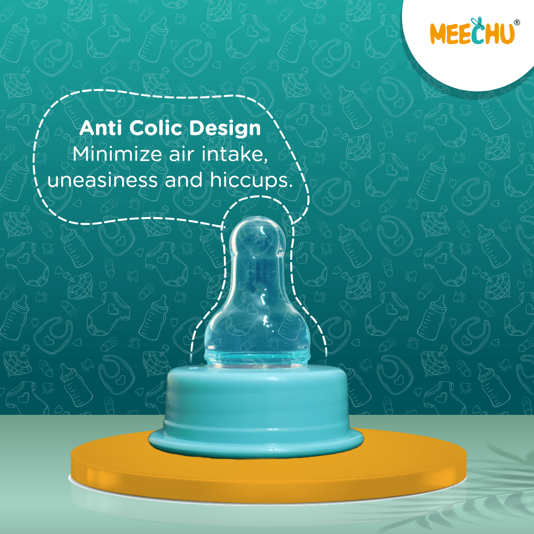 Meechu Baby Feeding Bottle With Anti - Colic Nipple 60ml (Pack of 1) | BPA & BPS Free - Meechu
