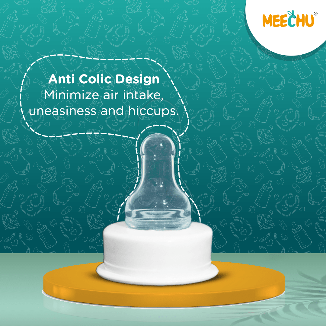 Meechu Baby Feeding Bottle With Anti - Colic Nipple 125ml (Pack of 1) | BPA & BPS Free - Meechu