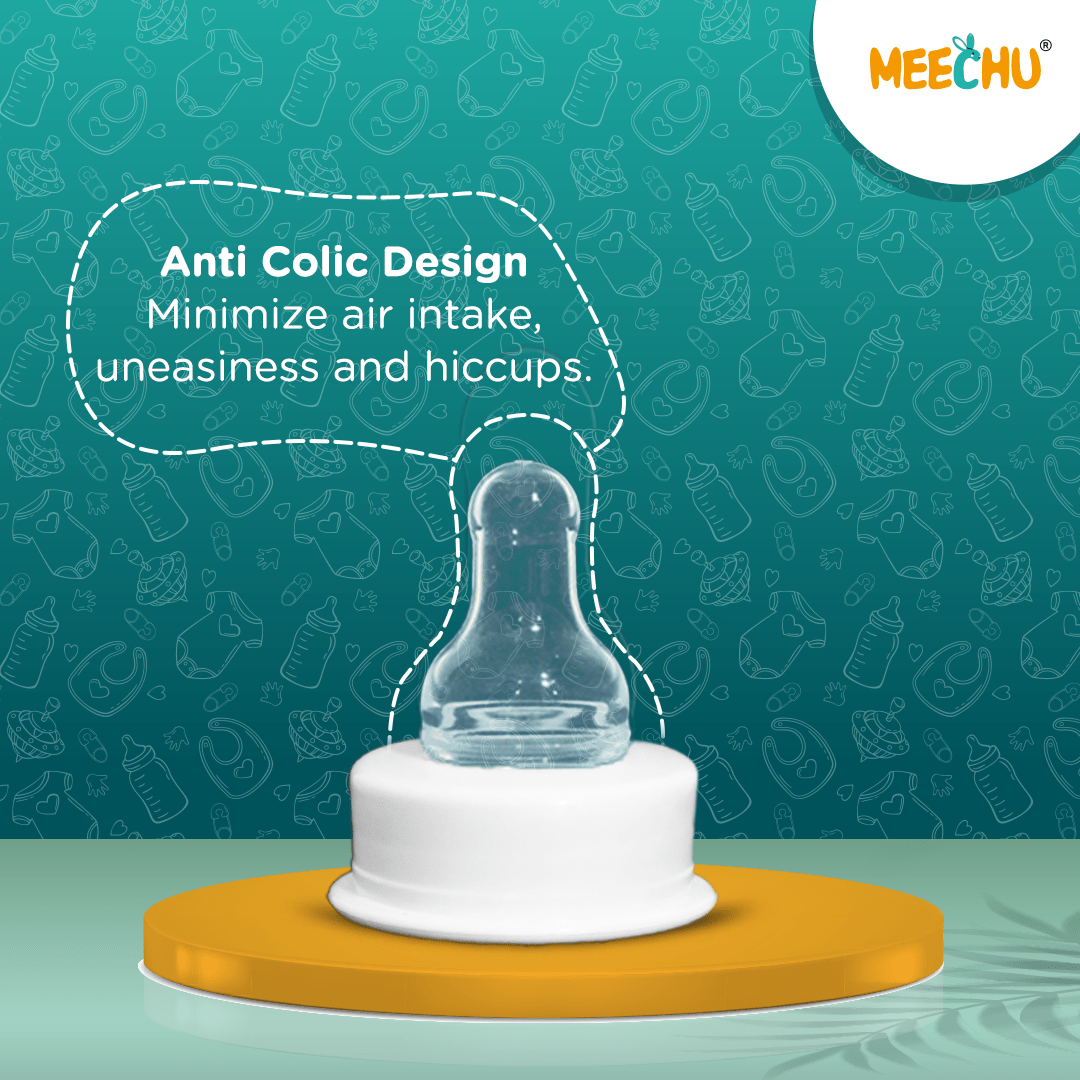 Meechu Baby Feeding Bottle With Anti - Colic Nipple 60ml (Pack of 1) | BPA & BPS Free - Meechu