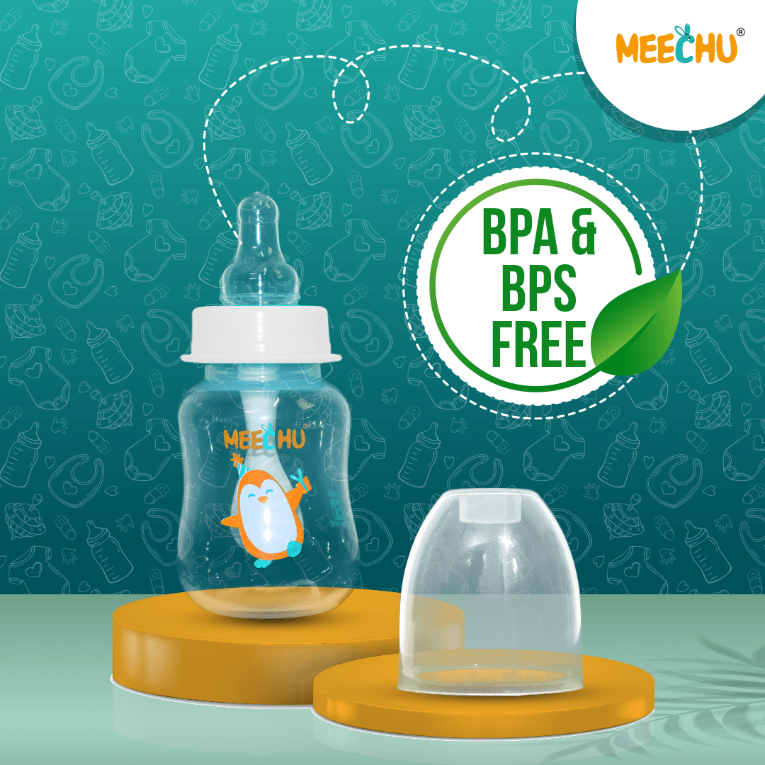Meechu Baby Feeding Bottle With Anti - Colic Nipple 125ml (Pack of 1) | BPA & BPS Free - Meechu