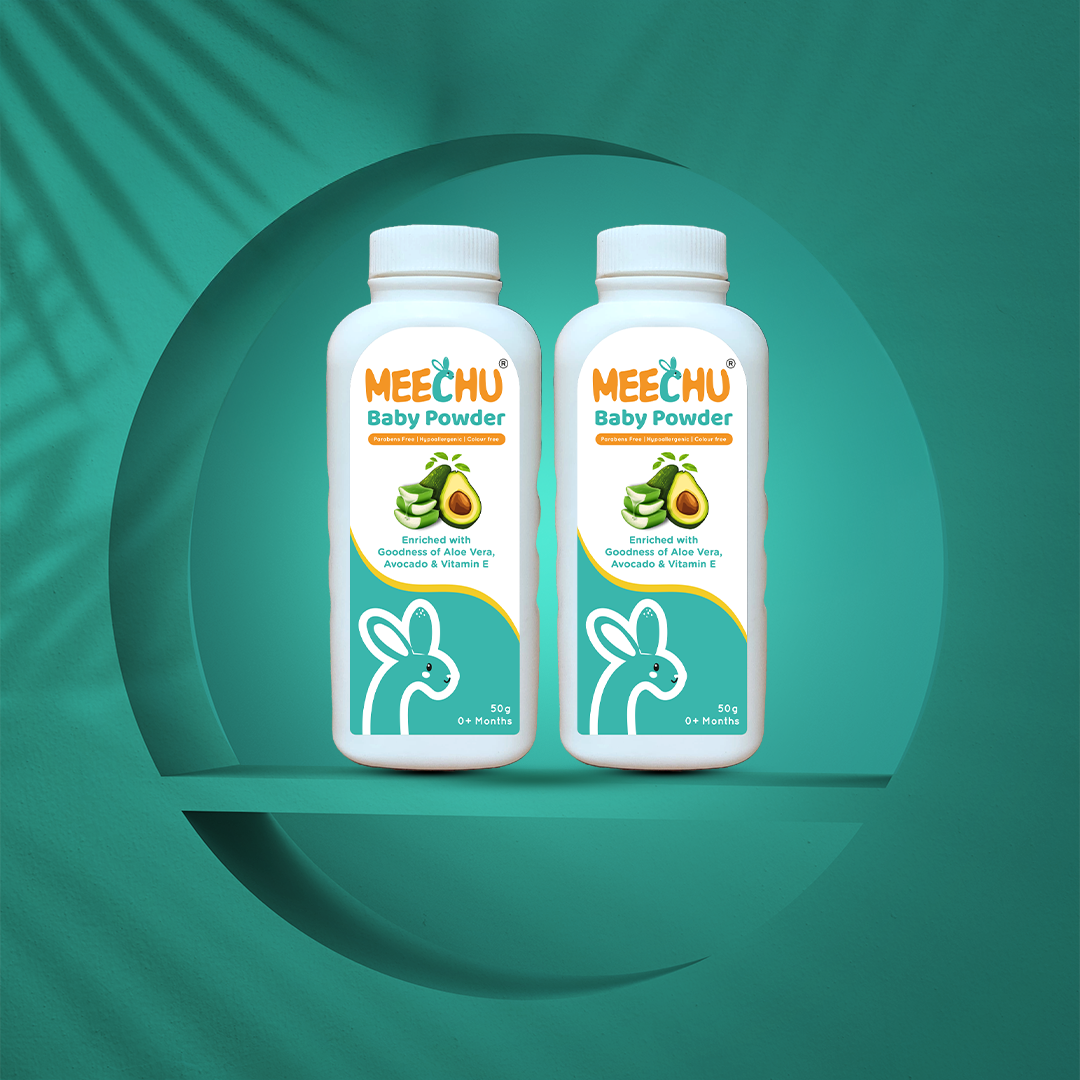 Meechu Baby Powder 50g (Pack of 2) With the Goodness of Aloe Vera & Avocado