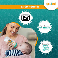 Meechu Baby Feeding Bottle With Anti - Colic Nipple 60ml (Pack of 1) | BPA & BPS Free - Meechu
