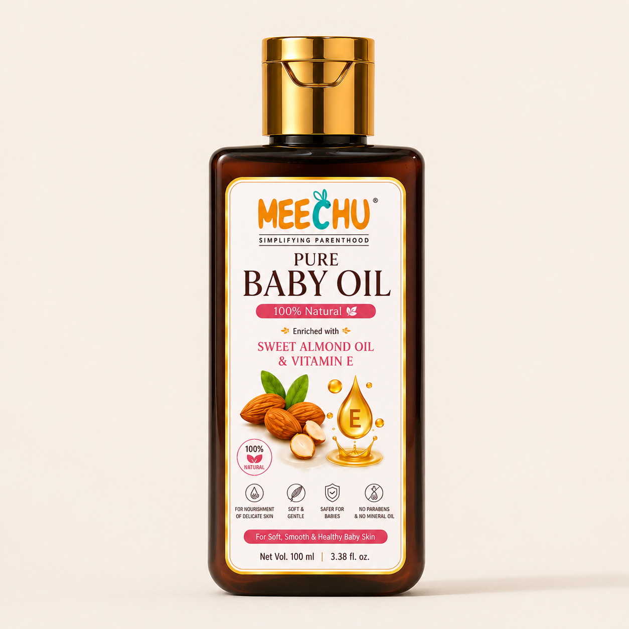 Meechu Baby After-Bath Oil | Sweet Almond Oil & Vitamin E | 100ml