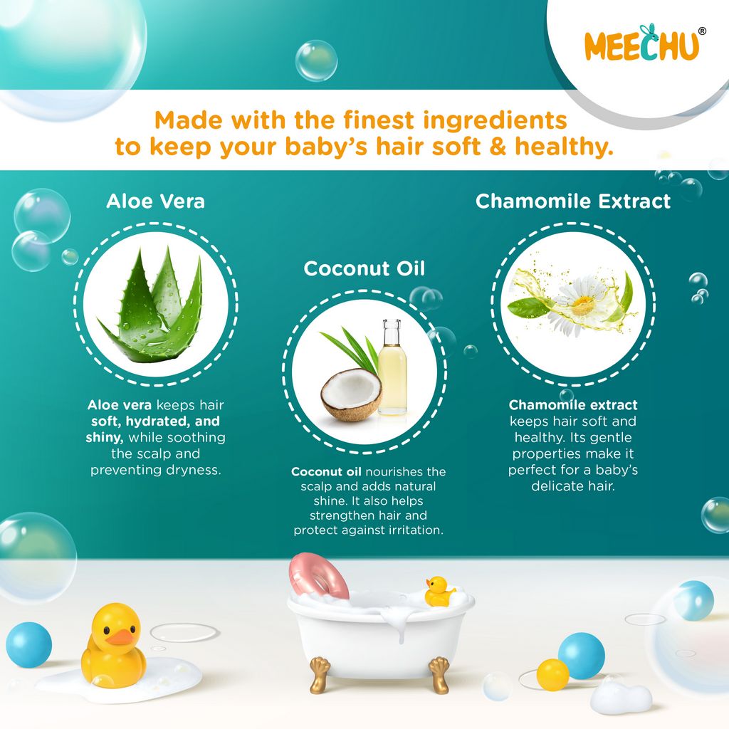 Meechu Baby Shampoo 200ml |Tear - free| Sulphate Free| pH Balanced| Hypo - allergenic - Meechu