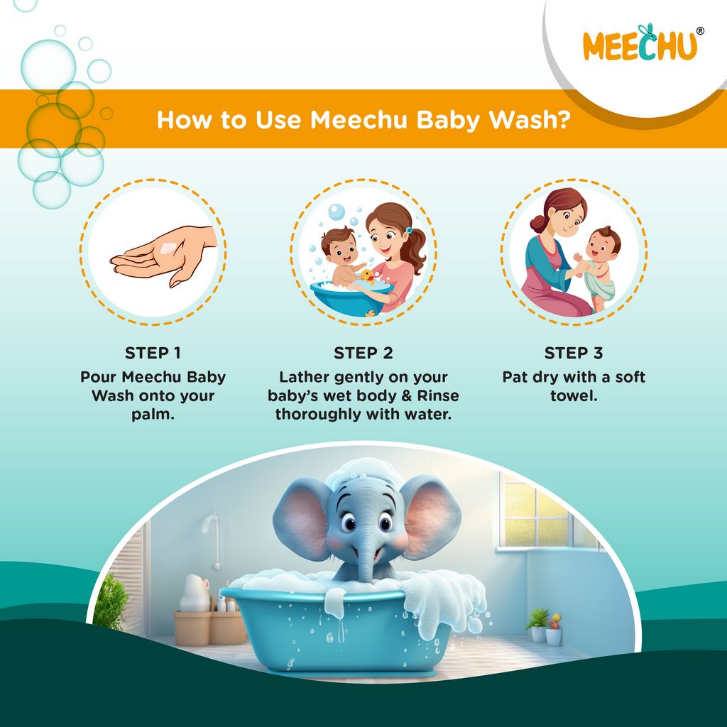 Meechu Baby Body Wash 200ml | Tear - free | Sulphate Free | pH Balanced - Meechu