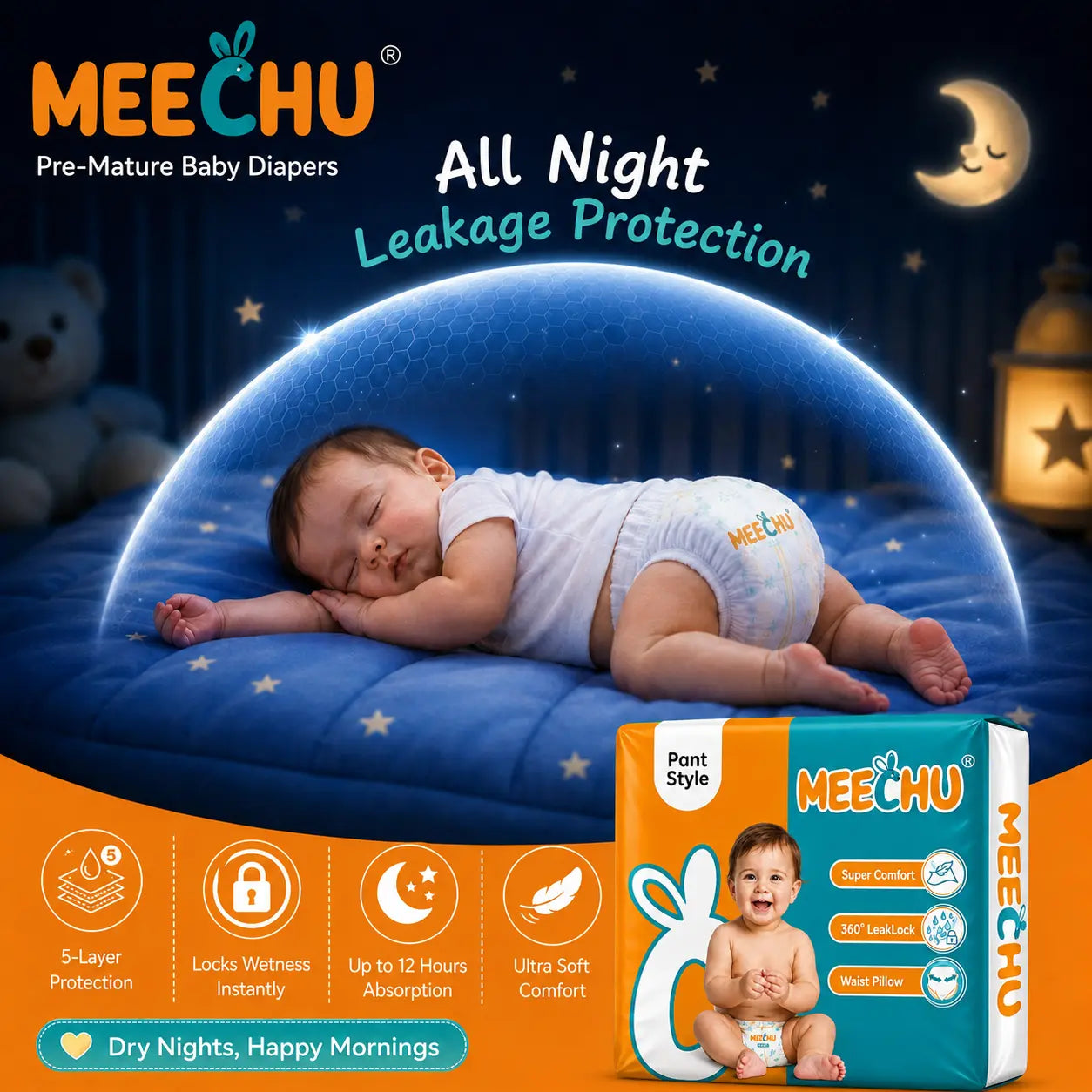 Meechu Small Pant Style Diapers (4-8Kgs)