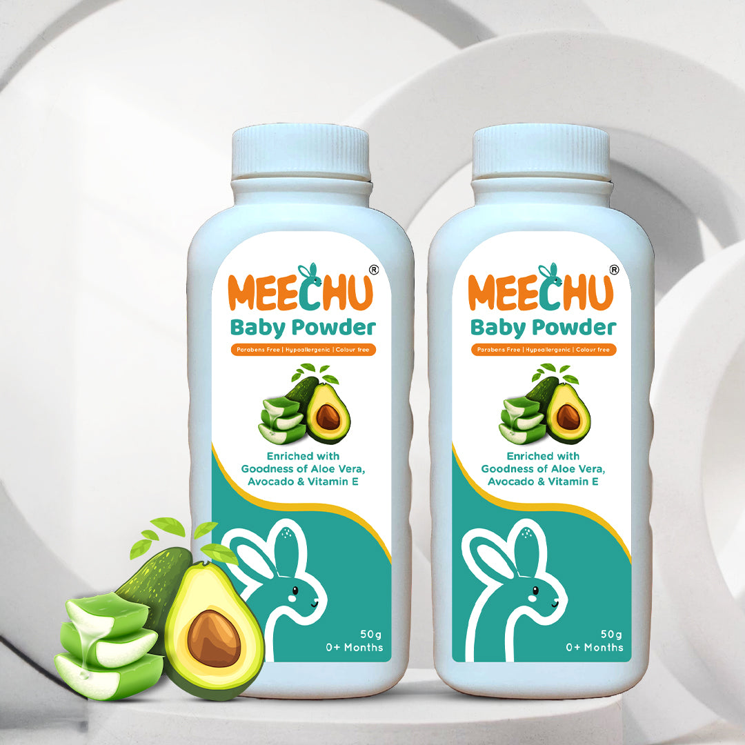 Meechu Baby Powder 50g (Pack of 2) With the Goodness of Aloe Vera & Avocado