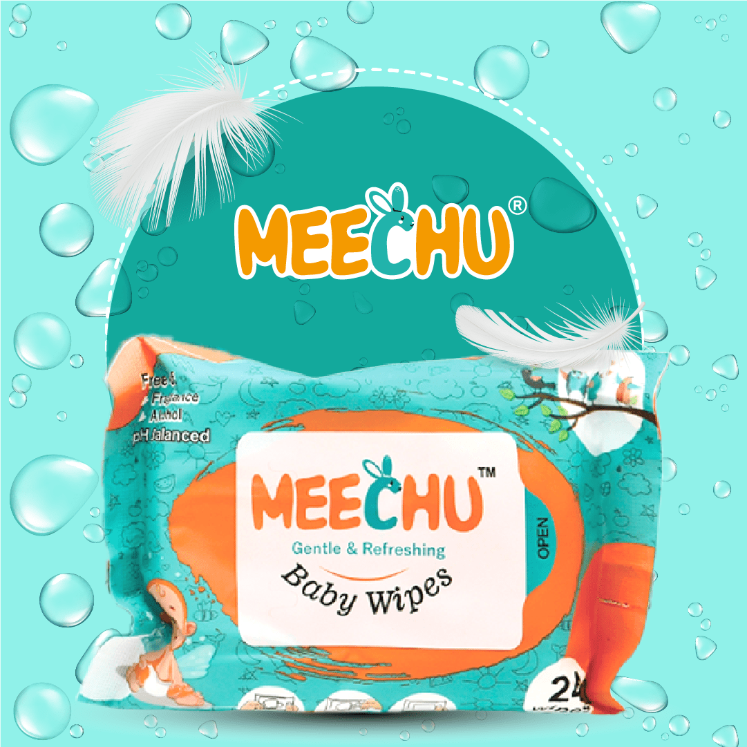 Meechu Baby Wet Wipes, pH Balanced, Mild Fragrance, Alcohol Free, 24pcs - Meechu